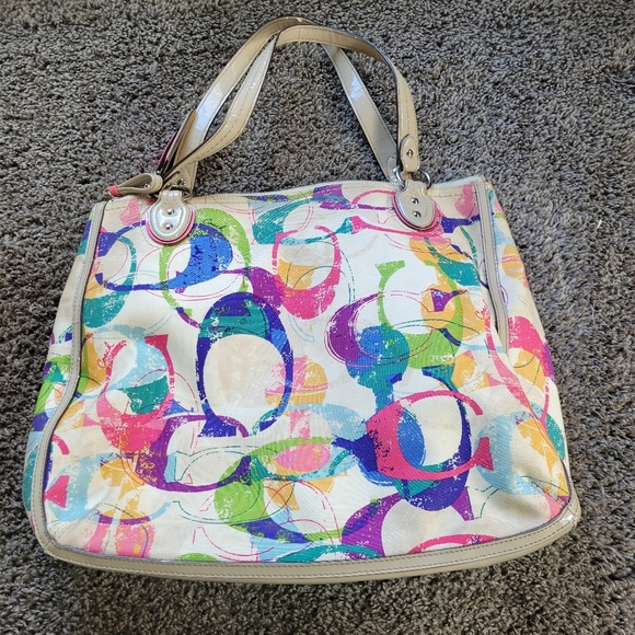 Coach Hallie Tote Poppy Ltd Edition Large Rainbow - Picture 10 of 12